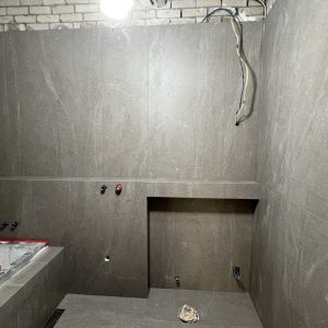타일욕조, 매립수전과 졸리컷으로 감싼 젠다이가 작업된 욕실
